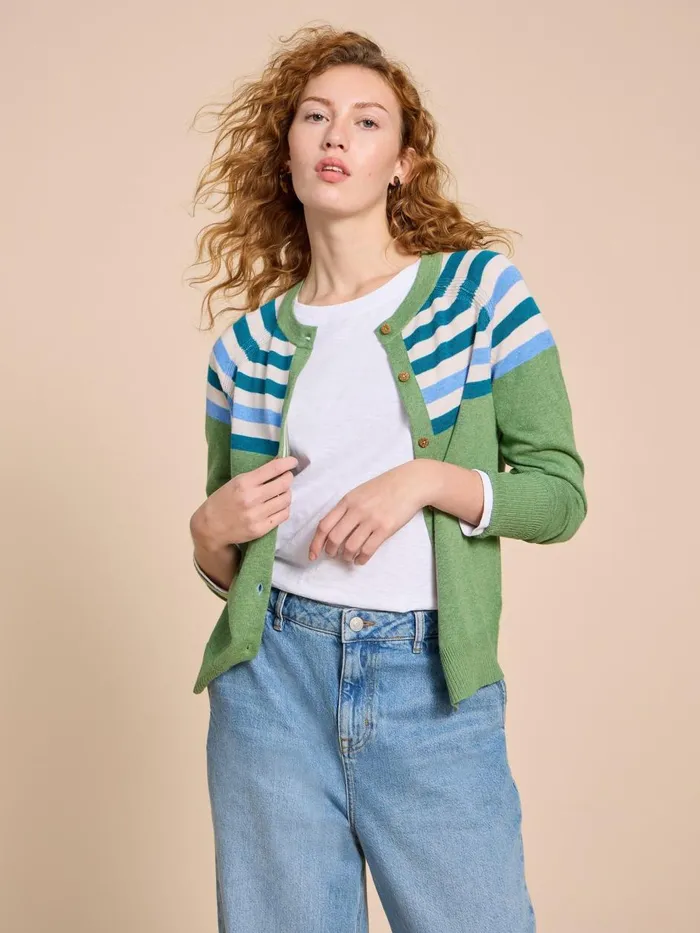 Women KNITWEAR White Stuff LULU KNIT CARDI Green Multi