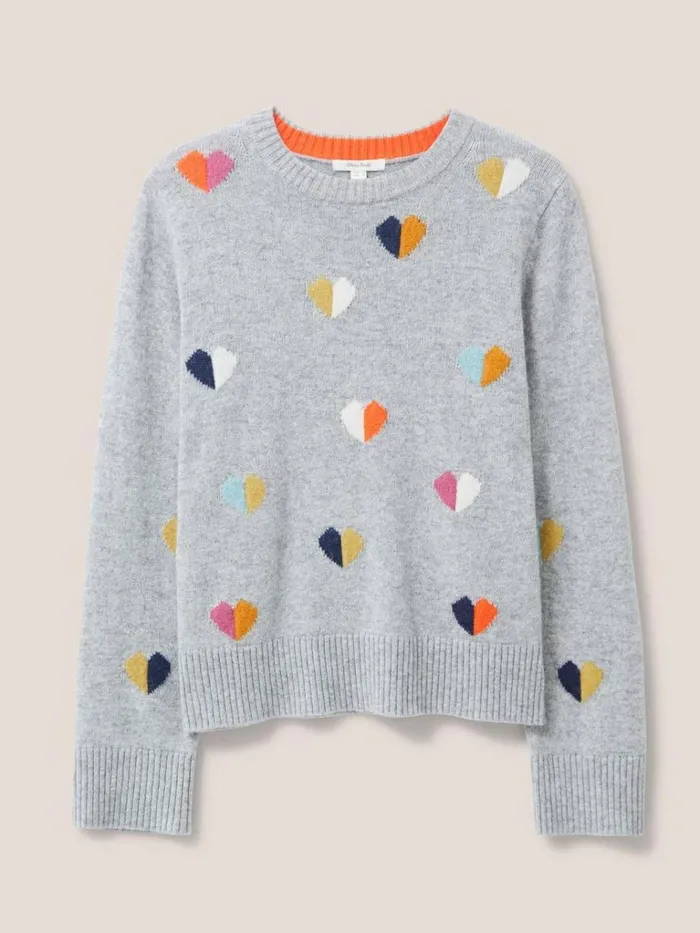 Women KNITWEAR White Stuff MULTI HEART JUMPER Grey Multi Women KNITWEAR White Stuff MULTI HEART JUMPER Grey Multi