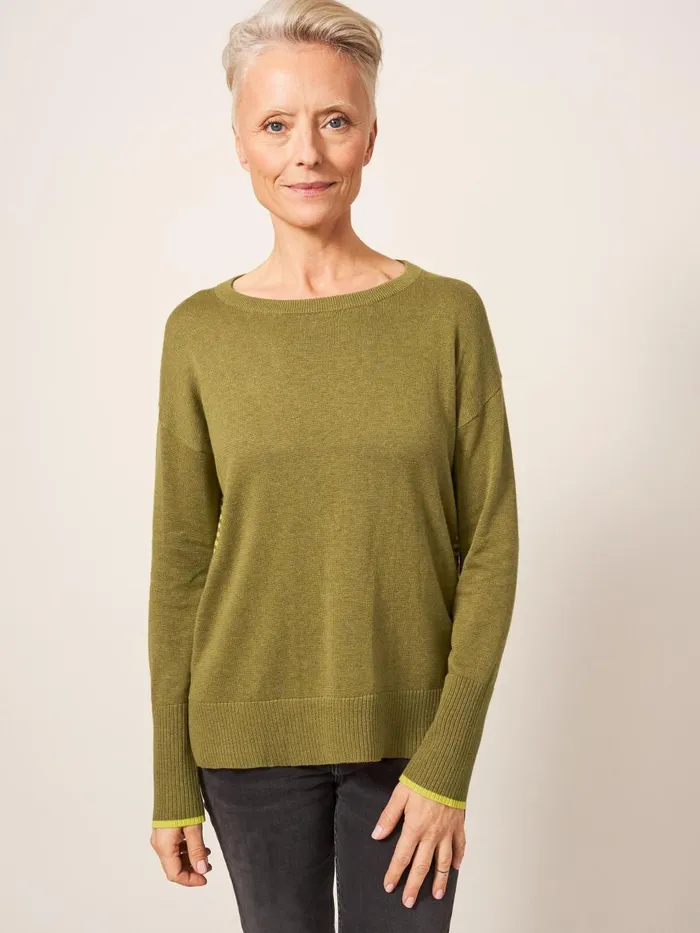 Women KNITWEAR White Stuff Olive Crew Neck Jumper Deep Green