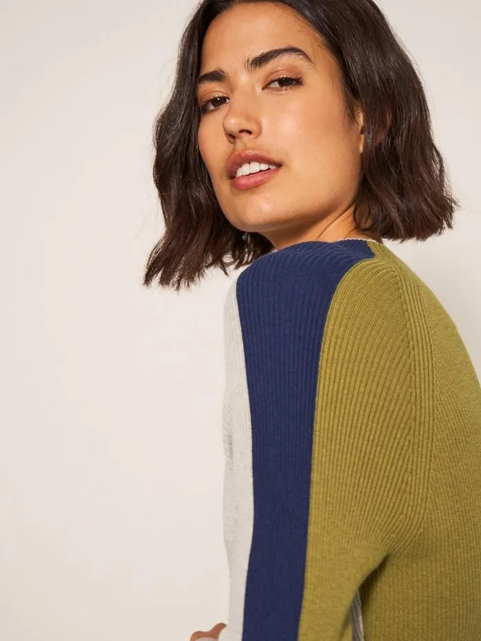 Women KNITWEAR White Stuff POP RIB LONG SLEEVE JUMPER Green Multi