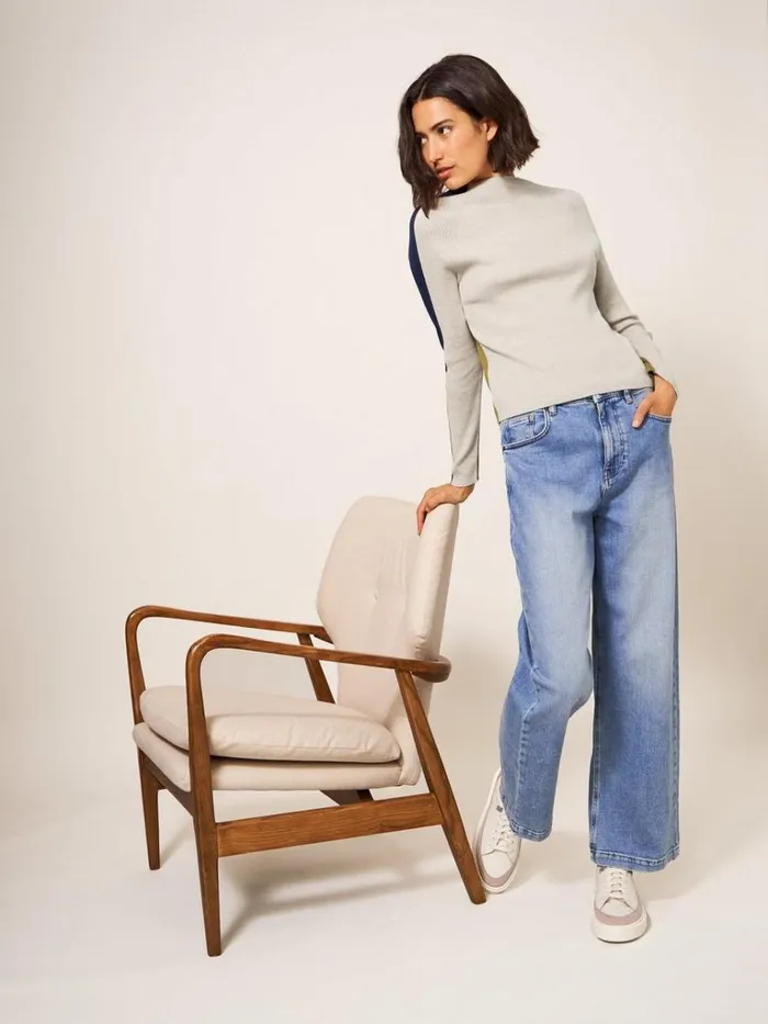 Women KNITWEAR White Stuff POP RIB LONG SLEEVE JUMPER Green Multi