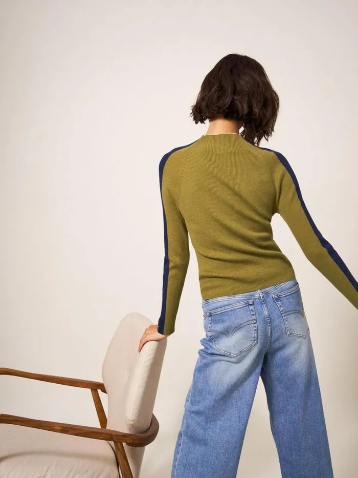 Women KNITWEAR White Stuff POP RIB LONG SLEEVE JUMPER Green Multi