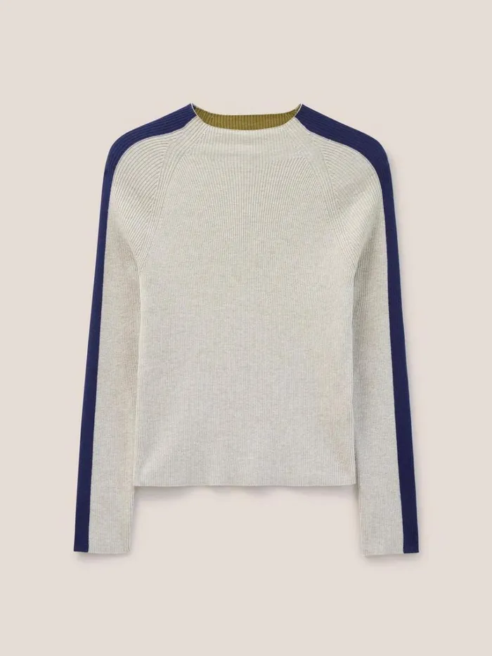 Women KNITWEAR White Stuff POP RIB LONG SLEEVE JUMPER Green Multi