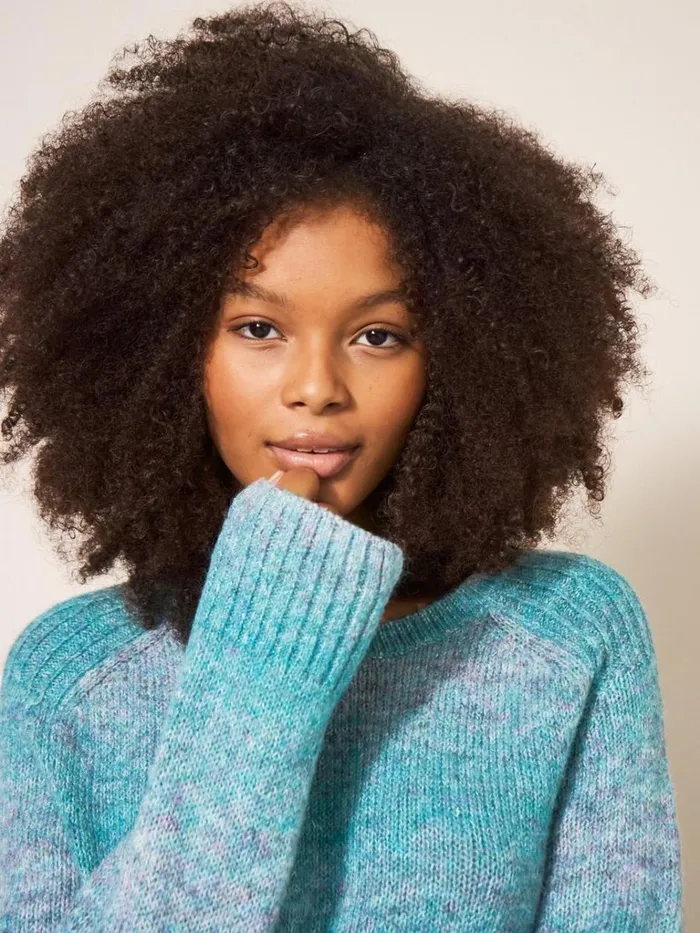 Women KNITWEAR White Stuff SPACE DYE WOOL JUMPER Teal Multi