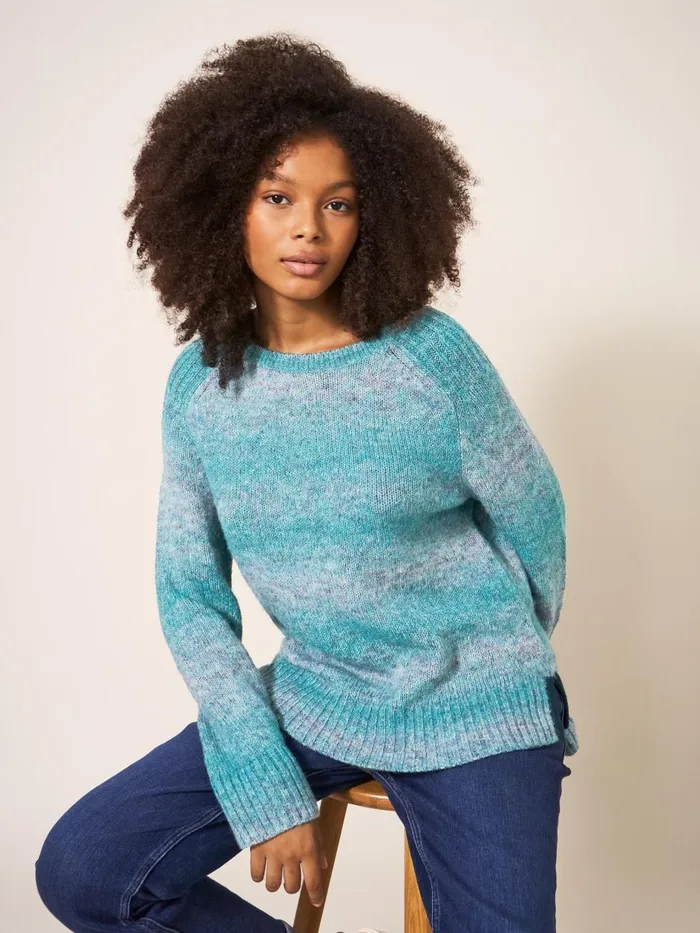 Women KNITWEAR White Stuff SPACE DYE WOOL JUMPER Teal Multi Women KNITWEAR White Stuff SPACE DYE WOOL JUMPER Teal Multi