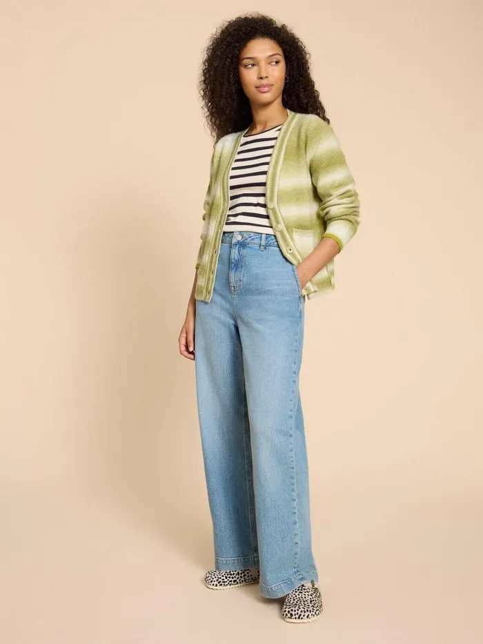 Women KNITWEAR White Stuff SPACEDYE JAMIE CARDI Green Multi