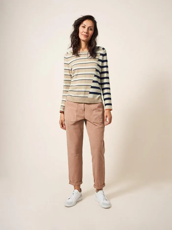 Women KNITWEAR White Stuff Urban Stripe Jumper Natural Multi