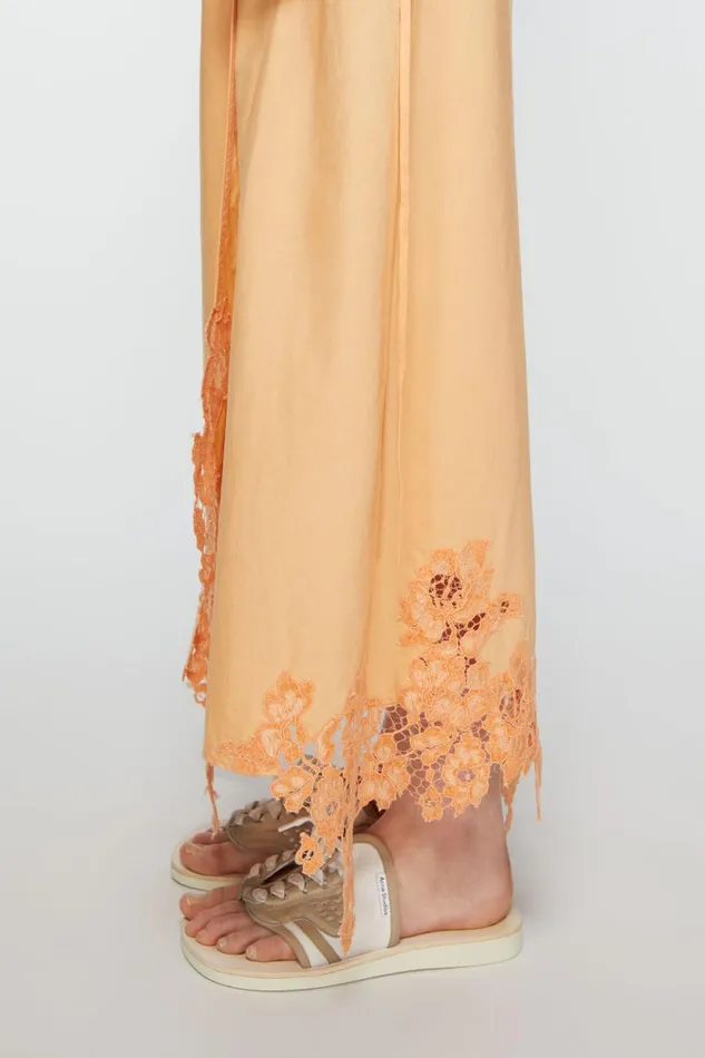 Women Lace Wrap Dress Pastel Orange Acne Studios Dresses