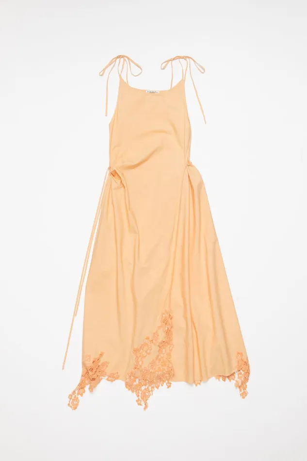 Women Lace Wrap Dress Pastel Orange Acne Studios Dresses