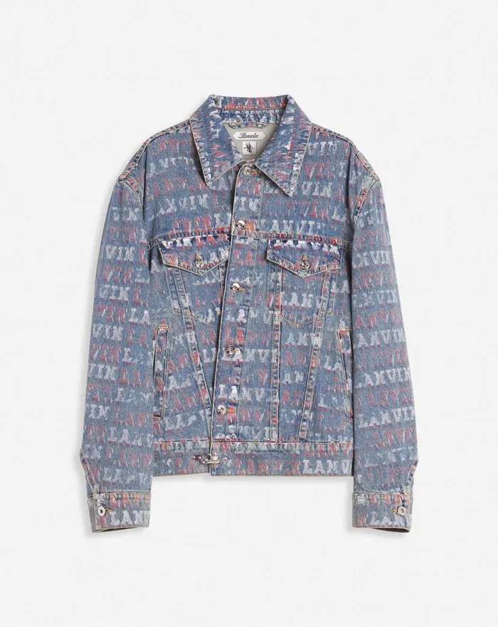 Women Lanvin Coats and Jackets Lanvin X Future Unisex Asymmetrical Printed Jacket Light Blue