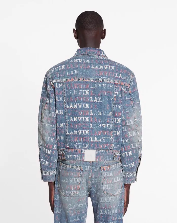 Women Lanvin Coats and Jackets Lanvin X Future Unisex Asymmetrical Printed Jacket Light Blue Women Lanvin Coats and Jackets Lanvin X Future Unisex Asymmetrical Printed Jacket Light Blue