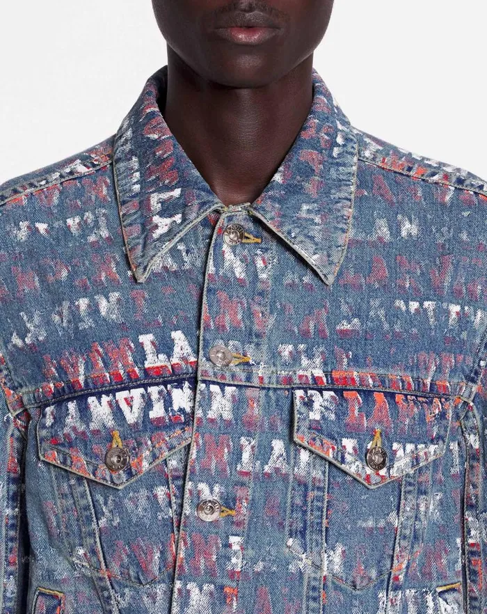 Women Lanvin Coats and Jackets Lanvin X Future Unisex Asymmetrical Printed Jacket Light Blue Women Lanvin Coats and Jackets Lanvin X Future Unisex Asymmetrical Printed Jacket Light Blue