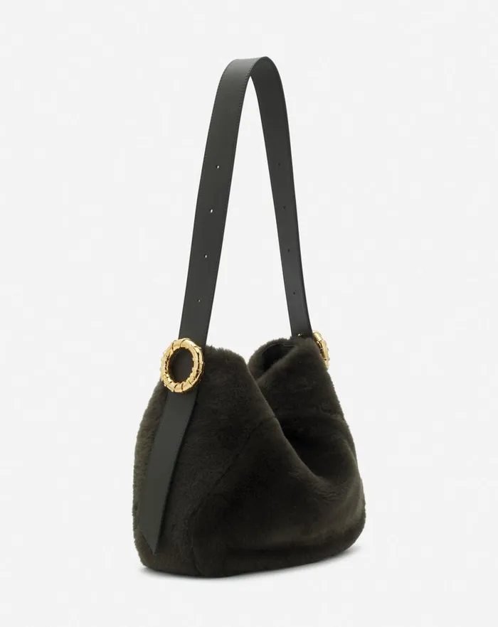 Women Lanvin Crossbody Bags and Shoulder Bags Shearling Mlodie Hobo Bag Loden Women Lanvin Crossbody Bags and Shoulder Bags Shearling Mlodie Hobo Bag Loden