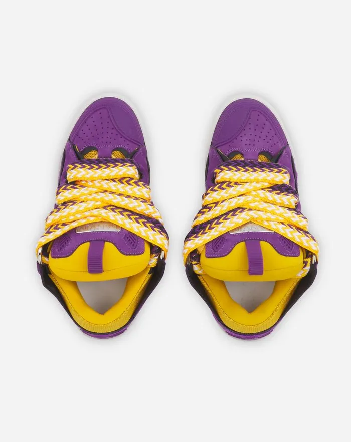 Women Lanvin Curb Leather Curb Sneakers Purpleyellow Women Lanvin Curb Leather Curb Sneakers Purpleyellow