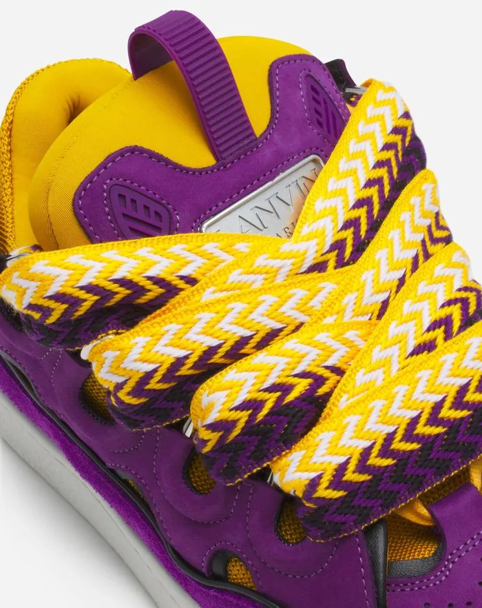 Women Lanvin Curb Leather Curb Sneakers Purpleyellow Women Lanvin Curb Leather Curb Sneakers Purpleyellow