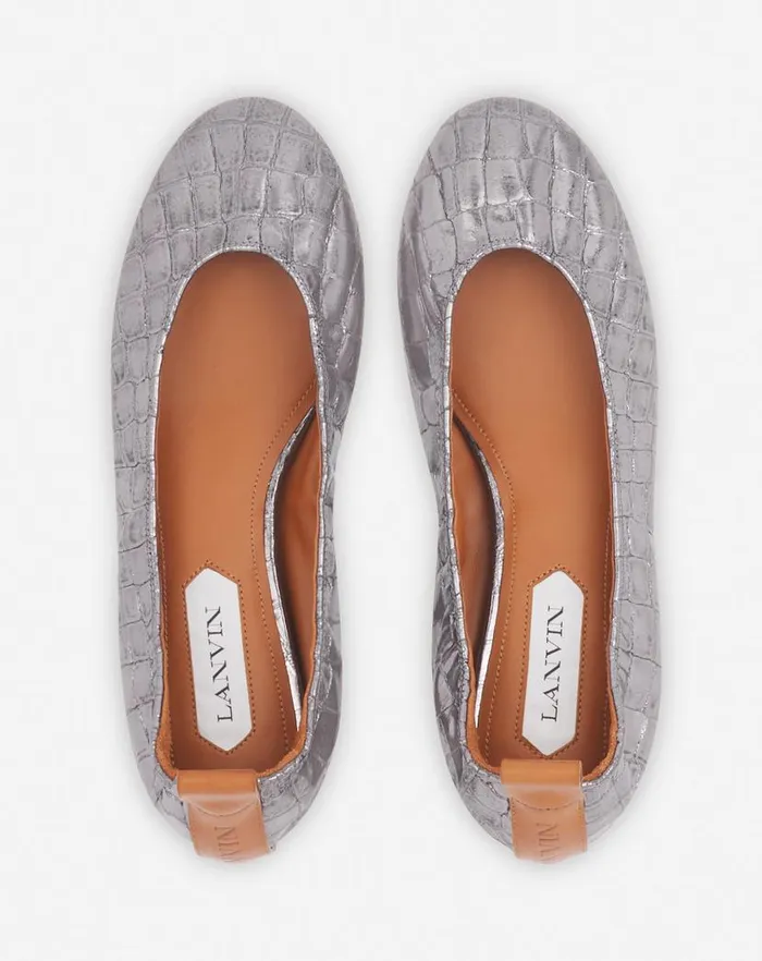 Women Lanvin Loafers The Ballerina In Crocodileeffect Leather Silver Women Lanvin Loafers The Ballerina In Crocodileeffect Leather Silver