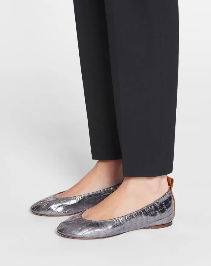 Women Lanvin Loafers The Ballerina In Crocodileeffect Leather Silver Women Lanvin Loafers The Ballerina In Crocodileeffect Leather Silver