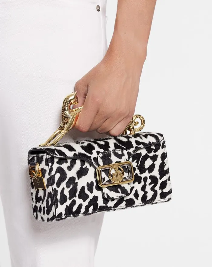 Women Lanvin Mini Bags and Clutches Nano Pencil Cat Bag In Ponyeffect Leather Blackwhite