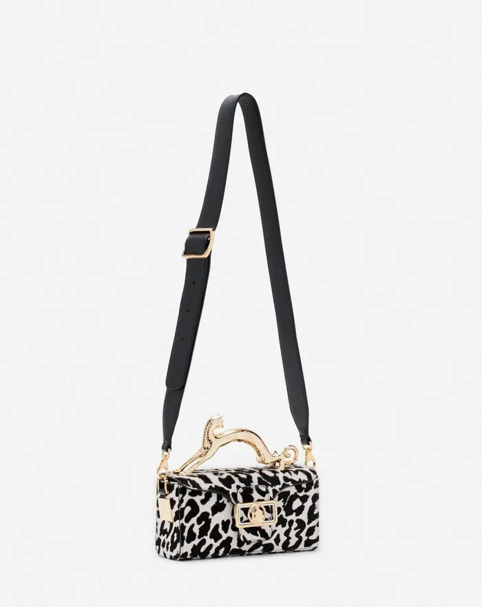 Women Lanvin Mini Bags and Clutches Nano Pencil Cat Bag In Ponyeffect Leather Blackwhite