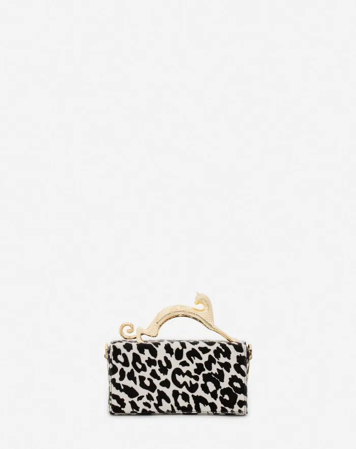 Women Lanvin Mini Bags and Clutches Nano Pencil Cat Bag In Ponyeffect Leather Blackwhite