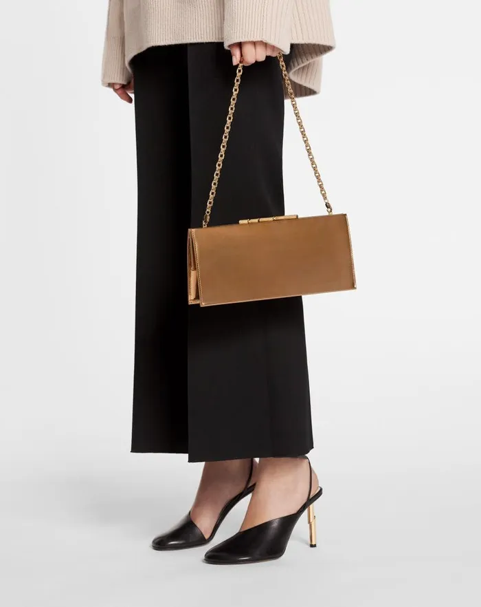 Women Lanvin Mini Bags and Clutches Sequence By Lanvin Metallic Leather Clutch Bag Gold
