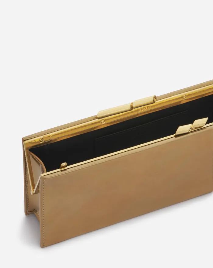 Women Lanvin Mini Bags and Clutches Sequence By Lanvin Metallic Leather Clutch Bag Gold