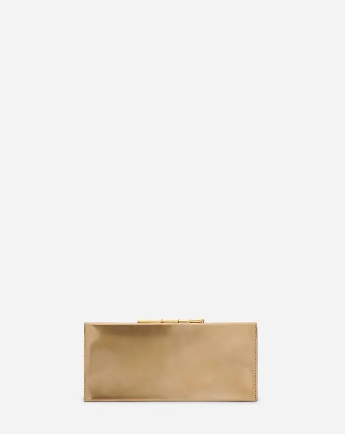 Women Lanvin Mini Bags and Clutches Sequence By Lanvin Metallic Leather Clutch Bag Gold
