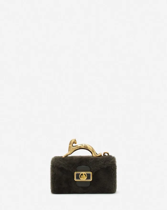 Women Lanvin Pencil Shearling Nano Pencil Cat Bag Loden
