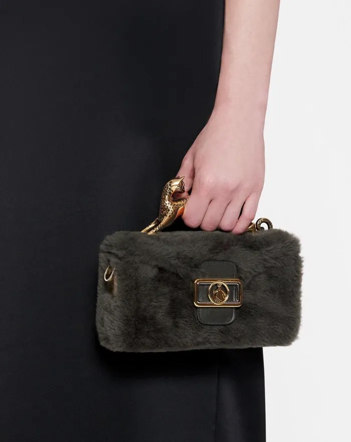 Women Lanvin Pencil Shearling Nano Pencil Cat Bag Loden
