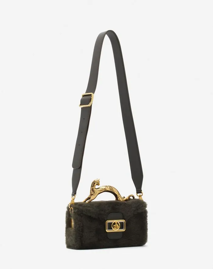 Women Lanvin Pencil Shearling Nano Pencil Cat Bag Loden