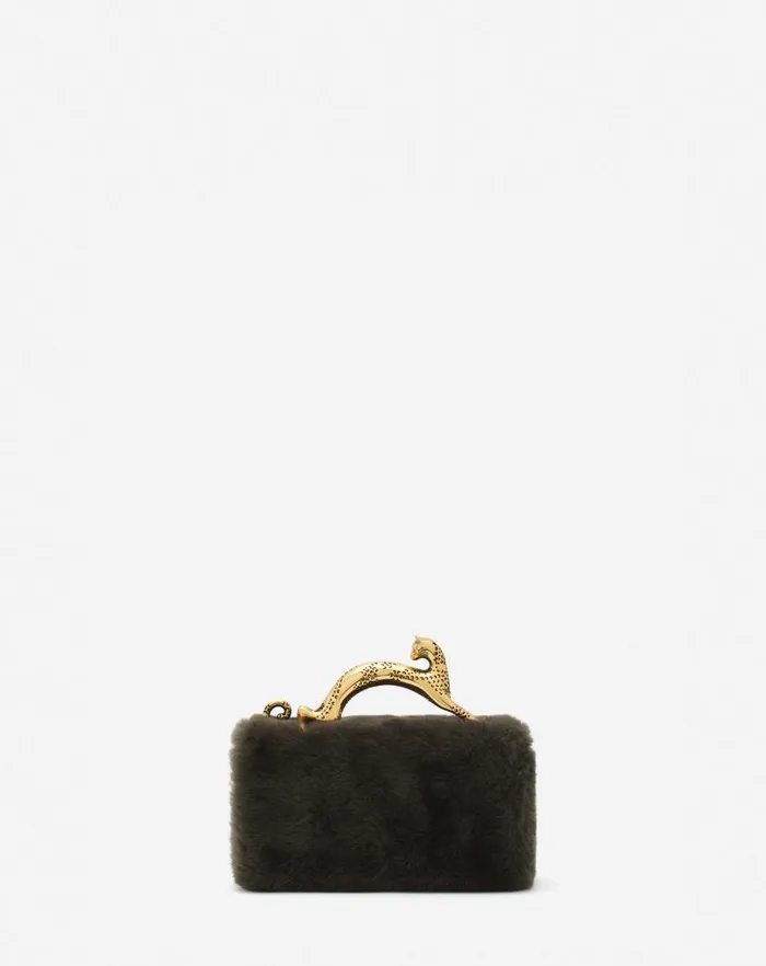Women Lanvin Pencil Shearling Nano Pencil Cat Bag Loden