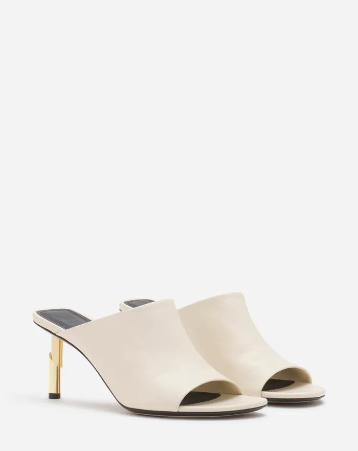 Women Lanvin Sandals and Mules Leather Sequence By Lanvin Mules Milk