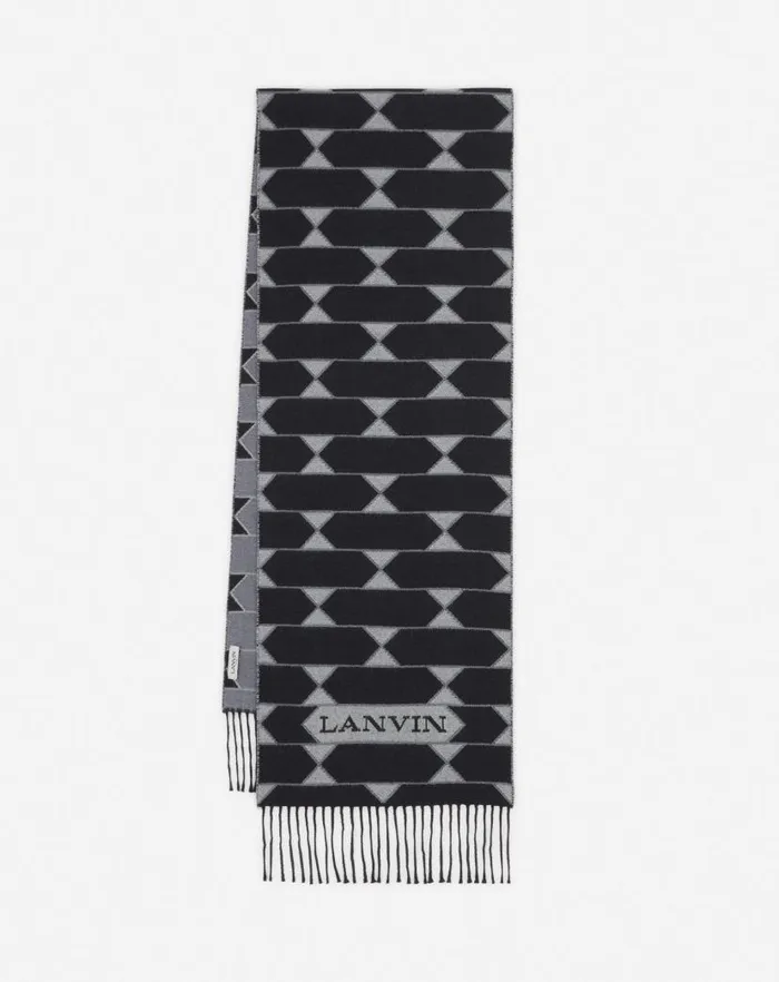 Women Lanvin Silks and Scarves Twotone Wool Scarf Blackwhite