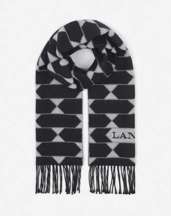 Women Lanvin Silks and Scarves Twotone Wool Scarf Blackwhite Women Lanvin Silks and Scarves Twotone Wool Scarf Blackwhite