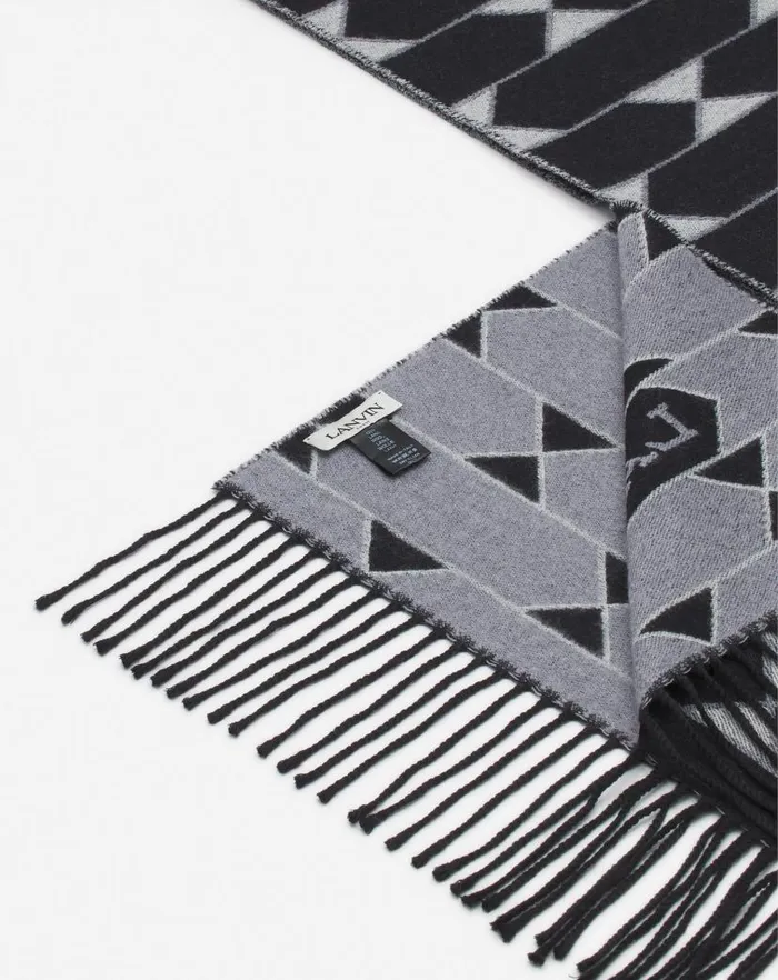 Women Lanvin Silks and Scarves Twotone Wool Scarf Blackwhite Women Lanvin Silks and Scarves Twotone Wool Scarf Blackwhite