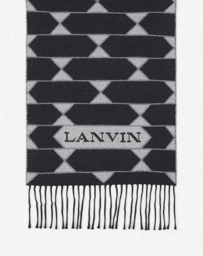 Women Lanvin Silks and Scarves Twotone Wool Scarf Blackwhite Women Lanvin Silks and Scarves Twotone Wool Scarf Blackwhite