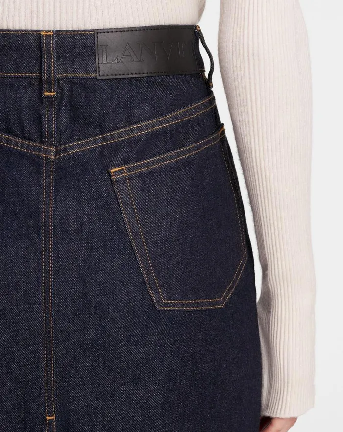 Women Lanvin Skirts and Shorts Midlength Straight Denim Skirt Navy Blue