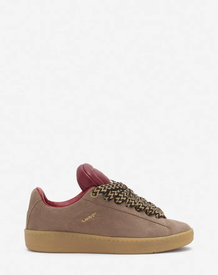 Women Lanvin Sneakers Lanvin X Future Hyper Curb Sneakers In Leather And Suede For Women Taupered