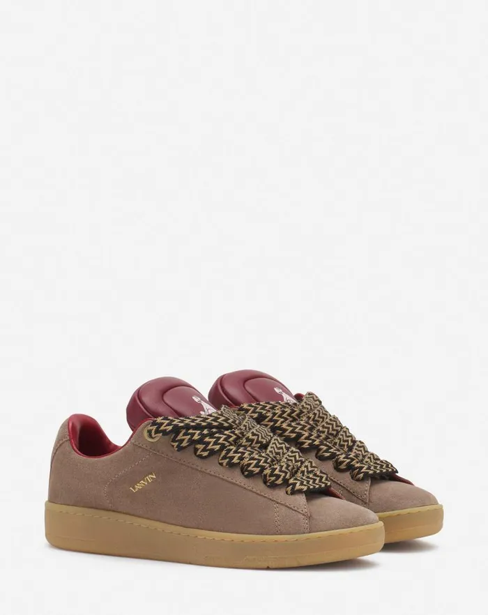Women Lanvin Sneakers Lanvin X Future Hyper Curb Sneakers In Leather And Suede For Women Taupered Women Lanvin Sneakers Lanvin X Future Hyper Curb Sneakers In Leather And Suede For Women Taupered