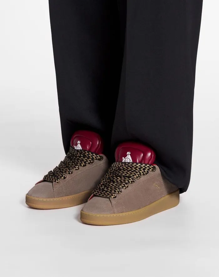 Women Lanvin Sneakers Lanvin X Future Hyper Curb Sneakers In Leather And Suede For Women Taupered Women Lanvin Sneakers Lanvin X Future Hyper Curb Sneakers In Leather And Suede For Women Taupered