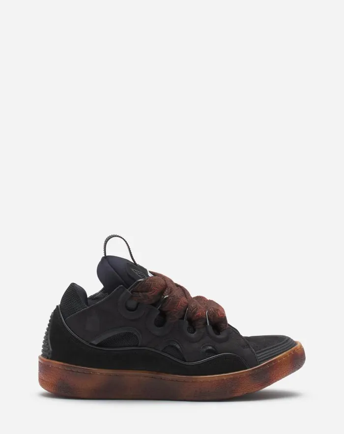 Women Lanvin Sneakers Leather Curb Sneakers Dark Brownbrown