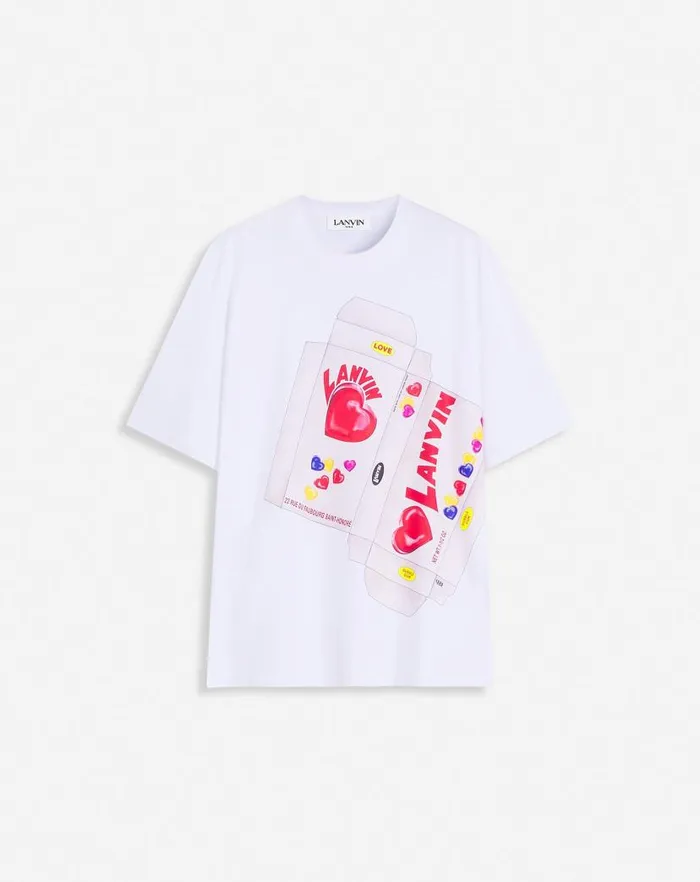 Women Lanvin TShirts and Sweatshirts Lanvin Candy Print Straight Fit Tshirt Optic White