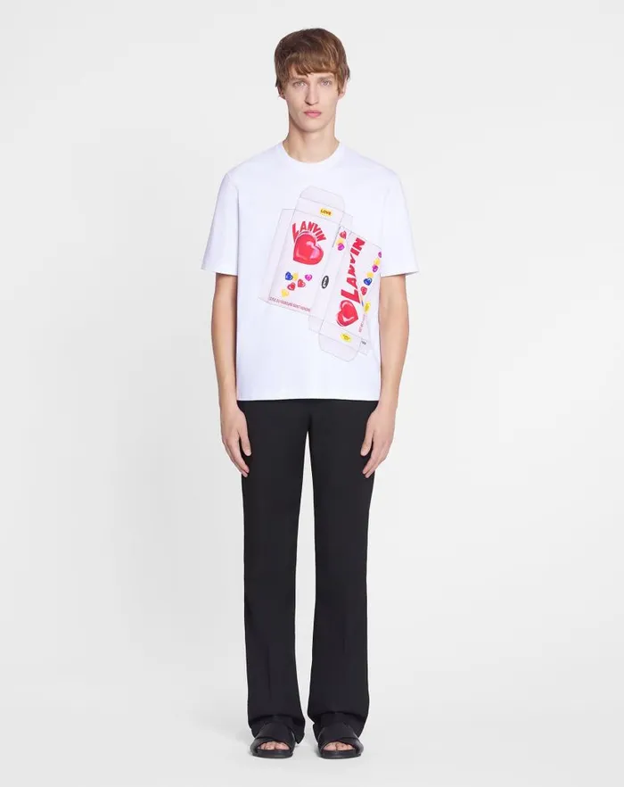 Women Lanvin TShirts and Sweatshirts Lanvin Candy Print Straight Fit Tshirt Optic White