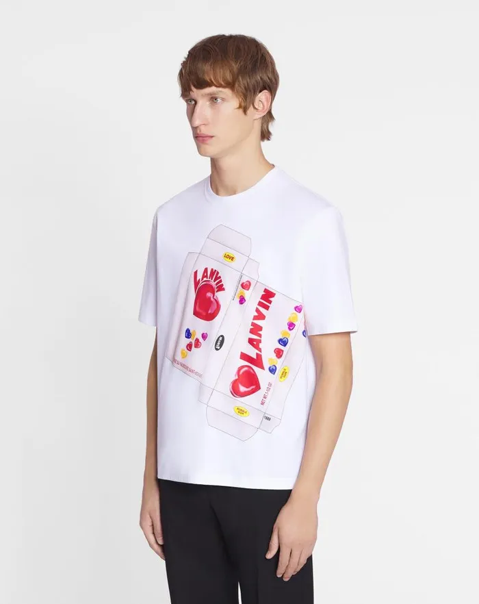 Women Lanvin TShirts and Sweatshirts Lanvin Candy Print Straight Fit Tshirt Optic White