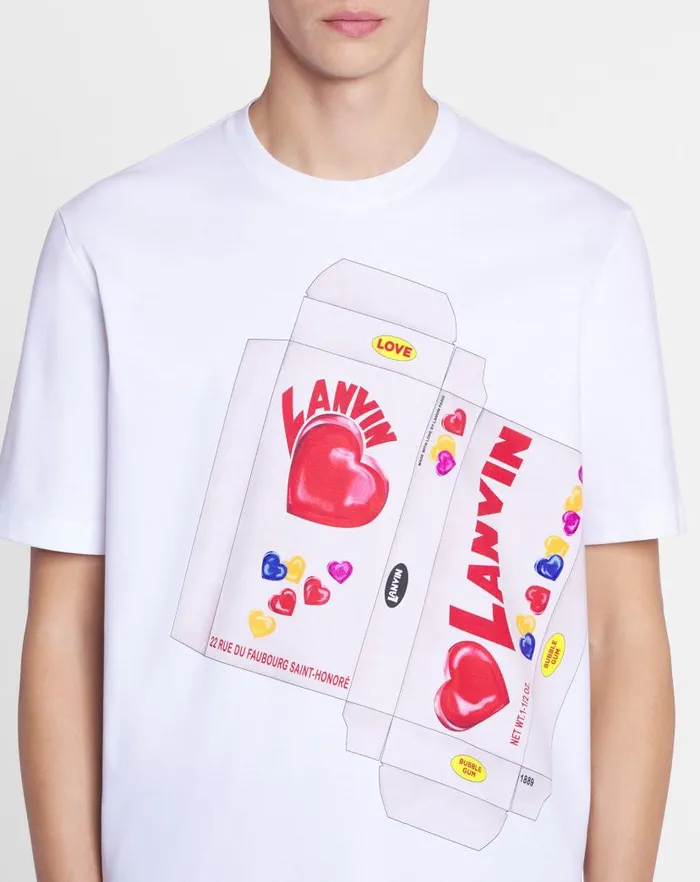 Women Lanvin TShirts and Sweatshirts Lanvin Candy Print Straight Fit Tshirt Optic White