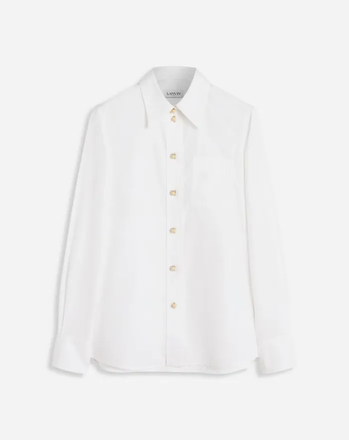 Women Lanvin Tops Long Sleeve Shirt In Poplin Optical White