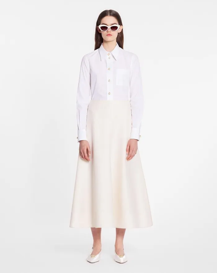Women Lanvin Tops Long Sleeve Shirt In Poplin Optical White