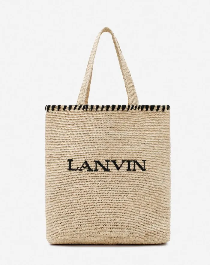 Women Lanvin Tote Bags and Top Handle Bags Lanvin Raffia Tote Bag Naturalblack
