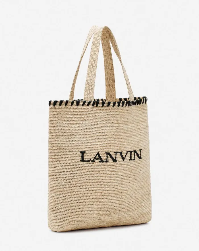 Women Lanvin Tote Bags and Top Handle Bags Lanvin Raffia Tote Bag Naturalblack