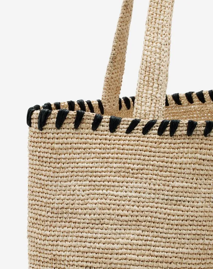 Women Lanvin Tote Bags and Top Handle Bags Lanvin Raffia Tote Bag Naturalblack
